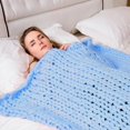 thumbnail image 6 of Hand Knitted Chunky Blanket Throws:Weighted Knit Blanket Throw,Handmade Chunky Yarn Blanket for Sofa and Bedroom,Soft Thick Knit Throw Blanket,Fluffy and Cozy,47×70 Inch (Blue), 6 of 7