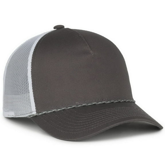 Outdoor Cap OC555M Plastic Snap Closure, Low Crown Cap-Charcoal/White