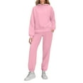 thumbnail image 2 of Long Sleeve Hoodie And Pants Set Women's Casual Sweatsuit Joggers Lounge Wear Two Piece Outfit with Pockets Winter Warm Gifts for Women | CSEONE,Pink L, 2 of 7