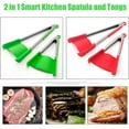 thumbnail image 3 of 2 in 1 Kitchen Spatula & Tongs Non-Stick,Stainless Steel Frame,Heat Resistant,Food Grade Silicone & Dishwasher Safe,2 PCS (9 inch Red), 3 of 6
