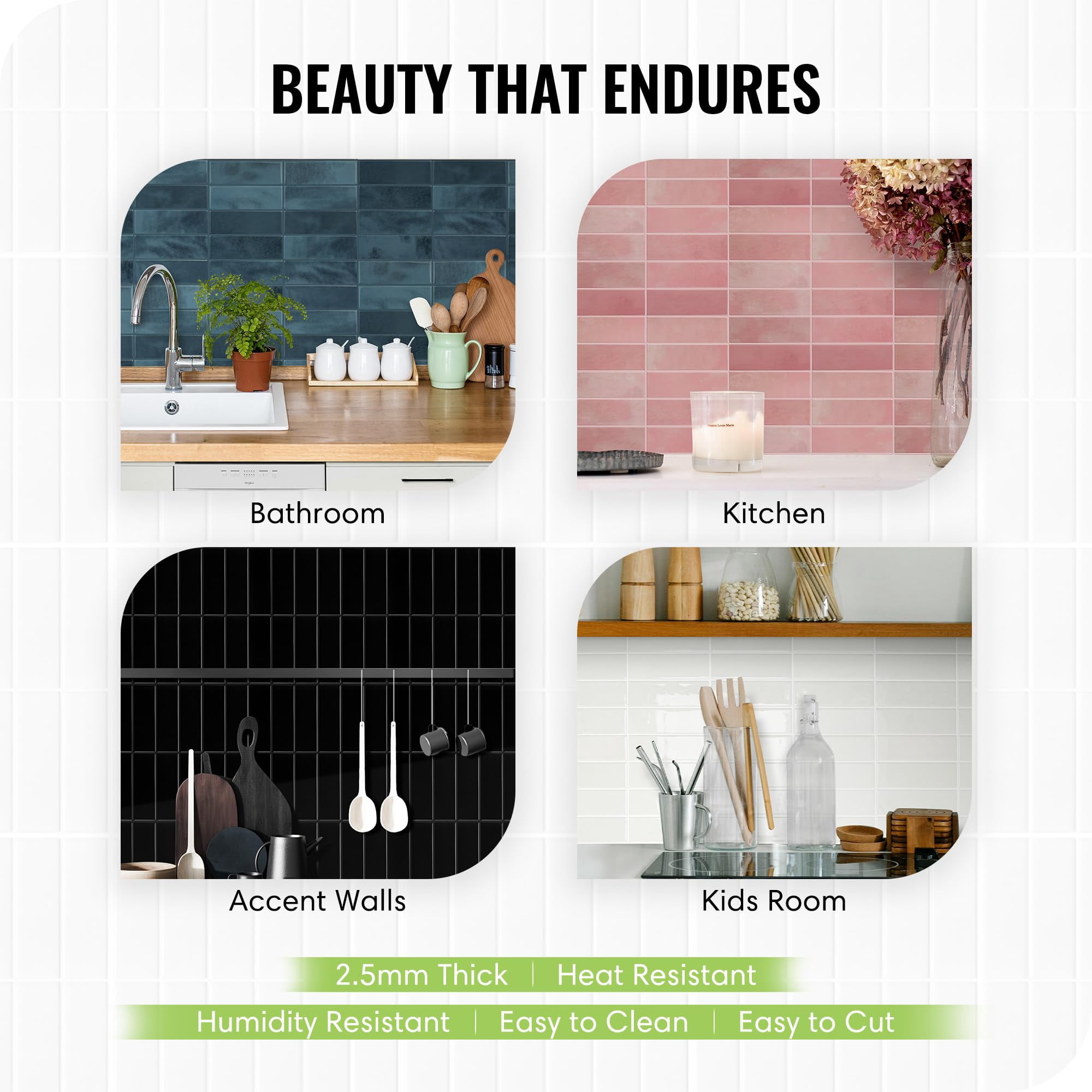 SELECT LIGHTING 5 Pack Peel and Stick Backsplash Subway Tiles, Extra Thick 3D Wall Panels, Heat & Water Resistant, Easy DIY Kitchen, Bathroom, Laundry, Fireplace & Rental Home Wall Décor (12 x 12 in)