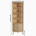 thumbnail image 2 of Oubayajia 66.73'' Tall Corner Cabinet, Modern Fluted Storage Cabinet with 2 Doors and 5 Storage Shelves, Space-Saving for Kitchen, Living Room, Study Room(Natural), 2 of 9