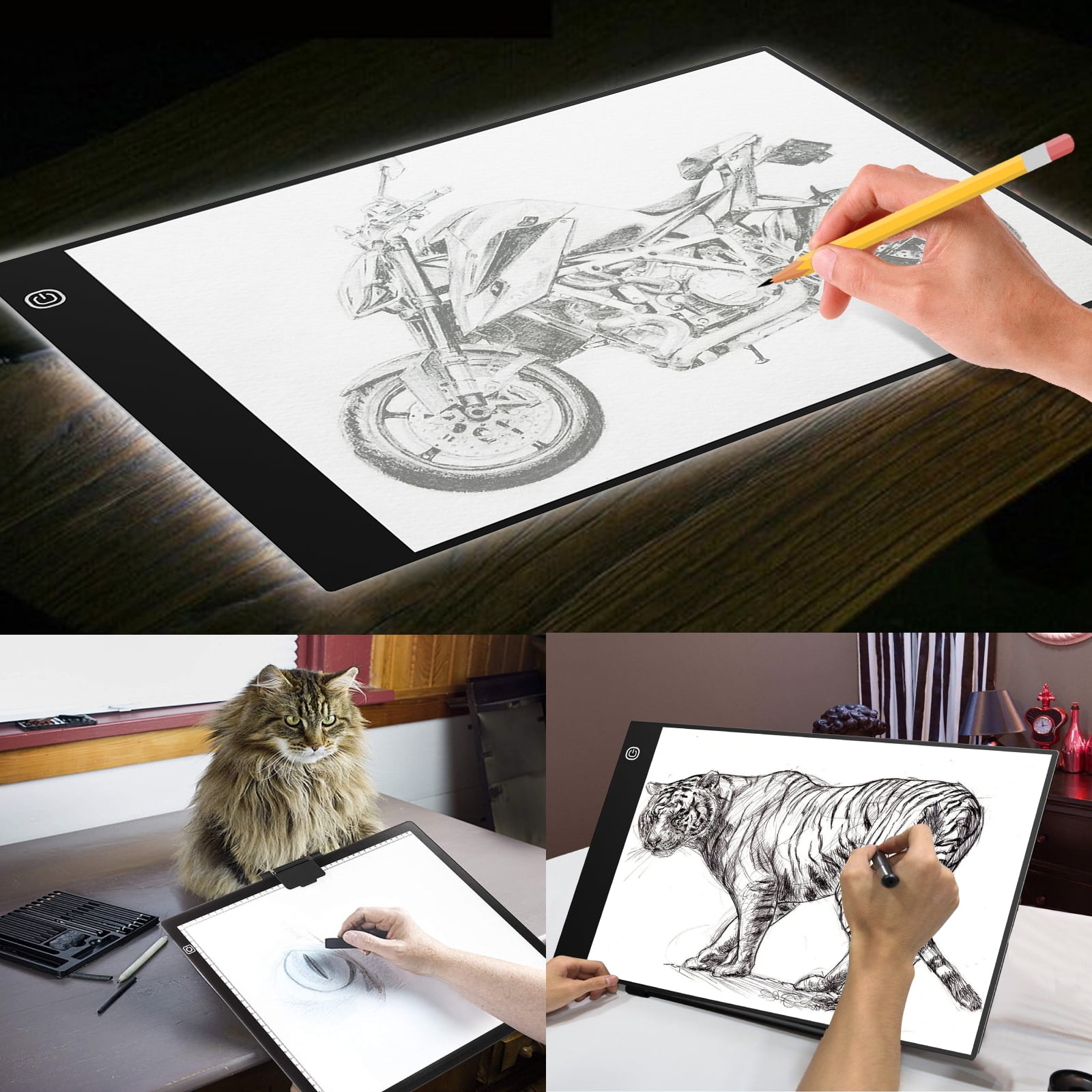 Animation Dimmable LED Light Board for Tracing A4 LED Tracing Light Box MCGOR USB Powered Diamond Painting Light Pad with Metal Stand & 4 Clips Sketching Stenciling Drawing 