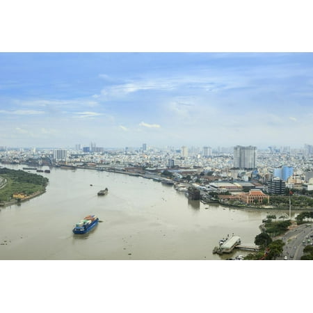 The skyline of Ho Chi Minh City (Saigon) showing the Bitexco tower and the Saigon River, Ho Chi Min Print Wall Art By Alex Robinson