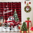thumbnail image 5 of Christmas Tree Truck Shower Curtains for Bathroom, Winter Candle Snowflakes Red Plaid Waterproof Fabric Shower Curtain for Bathroom Bathtub Decoration, Machine Washable, 36"x72", 5 of 9