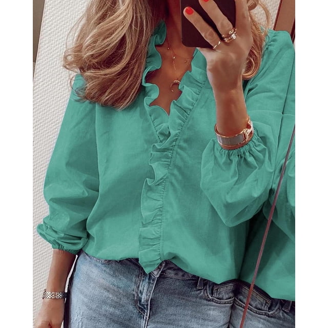 Camisa plisada de manga larga para mujer de primavera y verano Camisa de mujer
