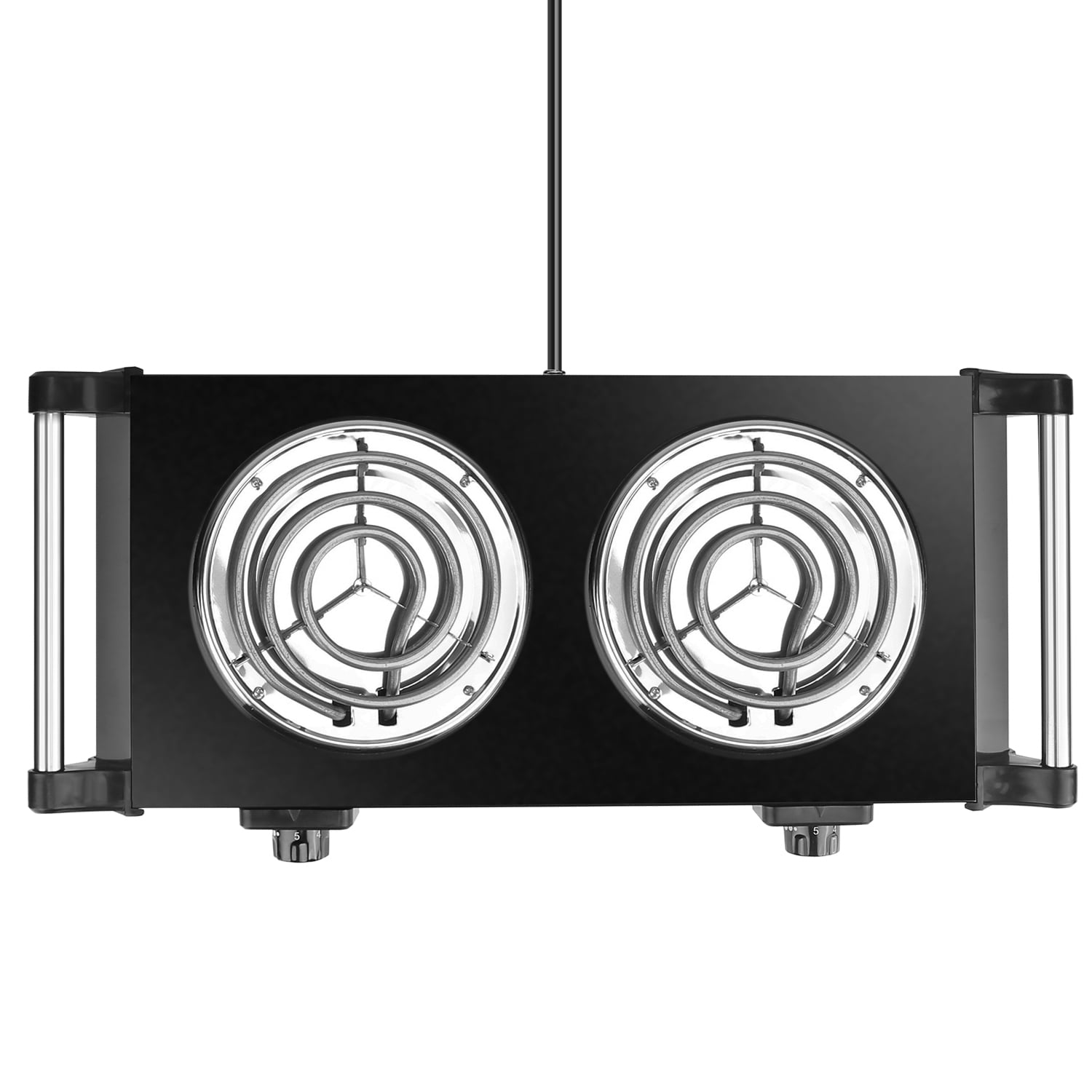 Moclever 2000W Electric Dual Burner Portable Electric Stove Coil Heating Hot Plate Stove Countertop RV Hotplate with 5 Temperature Adjustments Portable Handles, Black