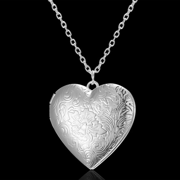 Silver Heart Locket Necklace for Women Unique Design Holds Photos with Elegance