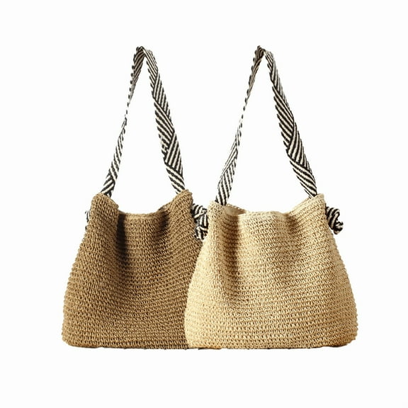 Yoyauz Women's Grass Woven Beach Bag - Women's Beach Handmade Woven Handbag, Summer Mesh Hollow Shoulder Bag, Suitable for Holidays