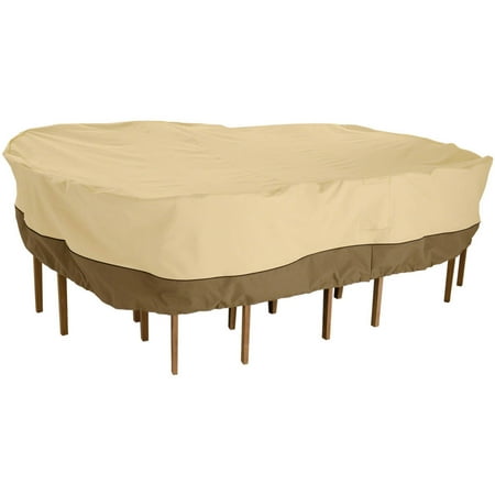 Table And Chairs Cover Classic Accessories Veranda Rectangular/Oval Patio Table & Chair Set Cover - Durable and Water Resistant Outdoor Furniture Cover, XL (70942) ()