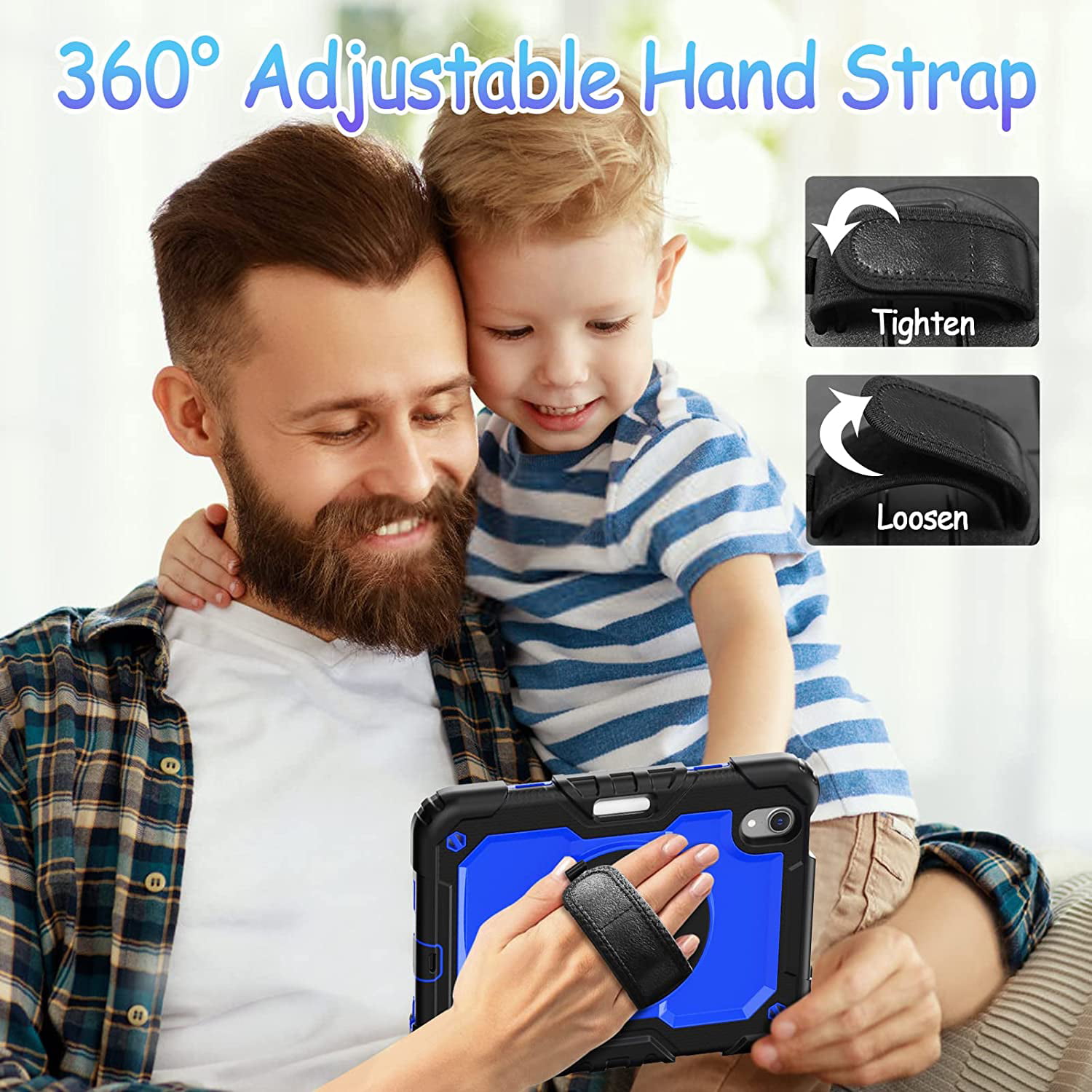 360 Rotating Stand/Hand Strap iPad Mini 6 Case 2021 with Pencil Holder Screen Protector Black + Shoulder Strap HXCASEAC Shockproof Full Body Protective Case for iPad Mini 6th Generation 8.3 inch 