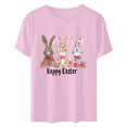 thumbnail image 5 of Xihbxyly Easter Shirts for Women Funny Bunny T-Shirt Loose Plus Size Short Sleeves Graphic Tee Tops Easter Egg Holiday Shirt Round Neck Top, 5 of 5