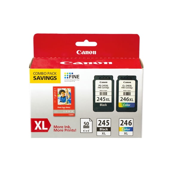 Canon PG-245XL/CL-246XL Printer Ink Cartridge Combo Pack, Black/Tri-Color, 2 Count