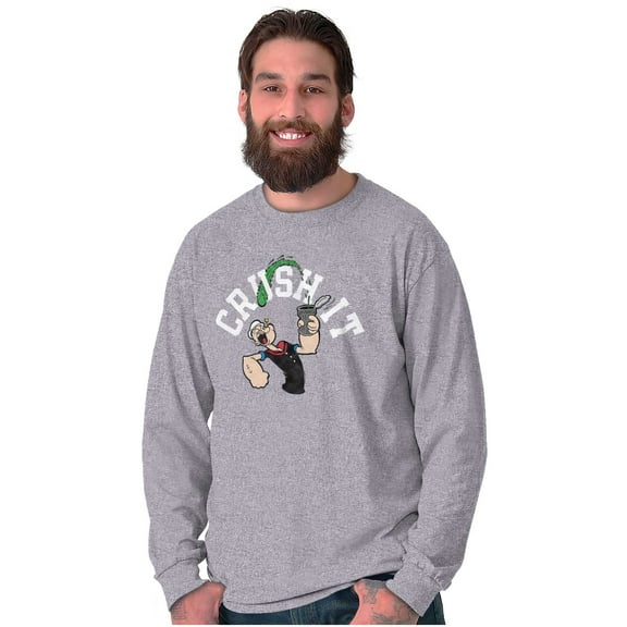 Popeye The Sailor Man Crush It Funny Long Sleeve TShirt Men Women Brisco Brands S