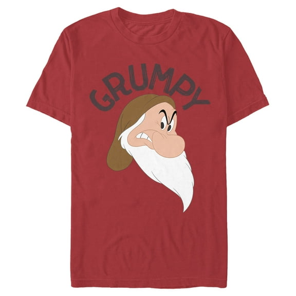 Men's Snow White and the Seven Dwarfs Grumpy Angry Portrait Graphic Tee Red Medium