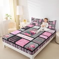 thumbnail image 4 of Homewish Cartoon Flamingo Animal Full Size Sheets, Romantic Rose Floral Bed Sheets, Grey Pink Plaid Sheet Sets, Microfiber Bedroom Decor, 4-Piece, 4 of 7
