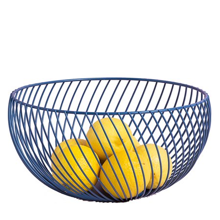 White Fruit Basket Storage Basket, Iron Art Fruit Basket Storage Bowl Living Room Storage Dried Fruit Holder, Blue ()