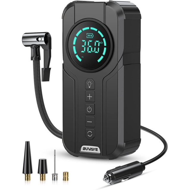 Inflador Compresor de Aire Portátil con Función de Memoria, BUVAYE 150PSI Inflador de Neumáticos Rápido e Inalámbrico, Compresor de Aire Portátil Multipropósito para Neumáticos de Automóvil, Motocicle