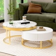 thumbnail image 2 of Table Basse Ronde Moderne Gigogne avec Tiroirs, Blanche, 2 of 9