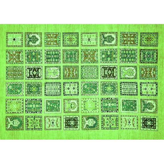 Ahgly Company Indoor Rectangle Abstract Green Modern Area Rugs, 2' x 4'