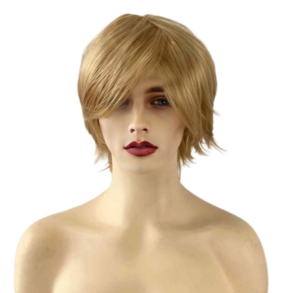 Realistic Short Curly Wigs For Men Heat Resistant Fiber Breathable Net Casual Event