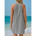 thumbnail image 2 of Vestido CUPSHE para mujer, cuello en V, cuello en V, sin mangas, a rayas, azul marino, XS, 2 of 7