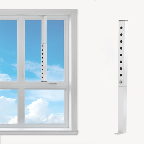 Safety, Child Lock, 9.84 in 9-Hole Aluminum Alloy, Window Security Lock, Sliding Window Lock, Window Security Bars, Reinforced Rod, Window Stopper, Home Security, White Finish,