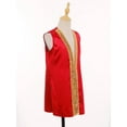 thumbnail image 4 of Doomiva Girls Boys Sequins Satin Dance Tunic Liturgical Praise Dance Top Sleeveless Open Front Split Worship Choir Robe Red 12, 4 of 7