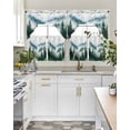 thumbnail image 5 of Ink Green Forest Kitchen Curtains Sets 36 Inch Length with Valance, Watercolor Modern Mountain Swag Valances and Tiers Curtain Set Drapes Swag Curtains for Living Room, Bathroom, Bedroom, Cafe, 5 of 6