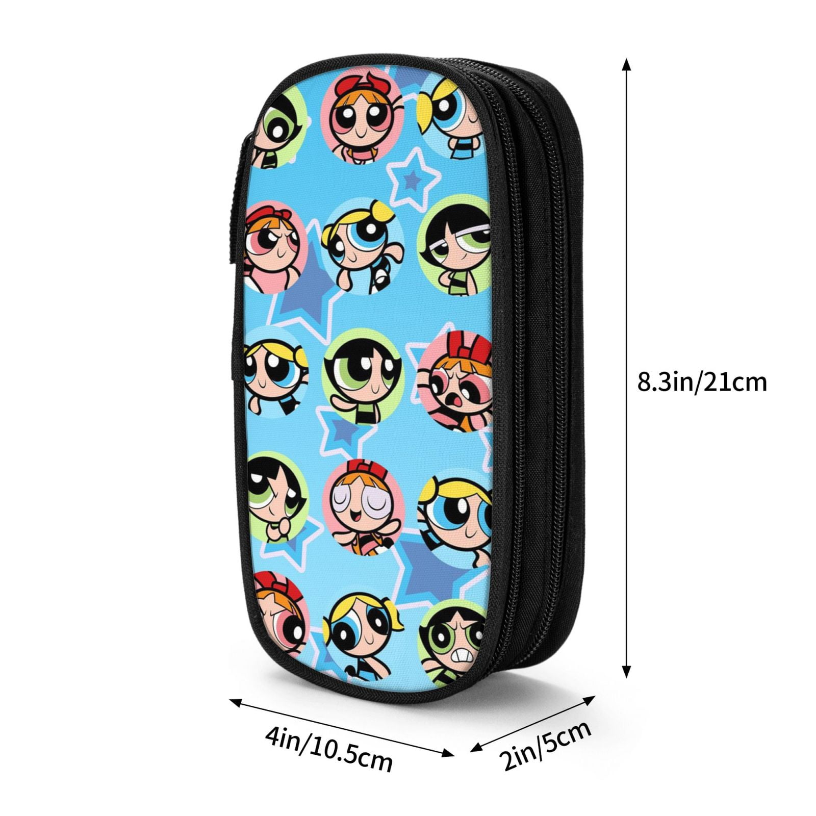 The Powerpuff Gi-rls Pencil Case Large Capacity Pencil Pouch Penbag Office Stationery Organizer Travel Makeup Bag Black