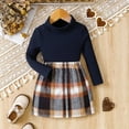 thumbnail image 2 of Bysome Toddler Girls Outfit Set S Winter Fall Ribbed Long Sleeve Top Plaid A Line Skirt Casual School Party Outfit For Baby Long Sleeve Crew Neck Girl 2 Pieces Clothes Set Navy Size 18-24 Months, 2 of 8
