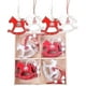 thumbnail image 1 of Colgante de madera JanHm para árbol de Navidad 12 caballos balancines rojo blanco, 1 of 5