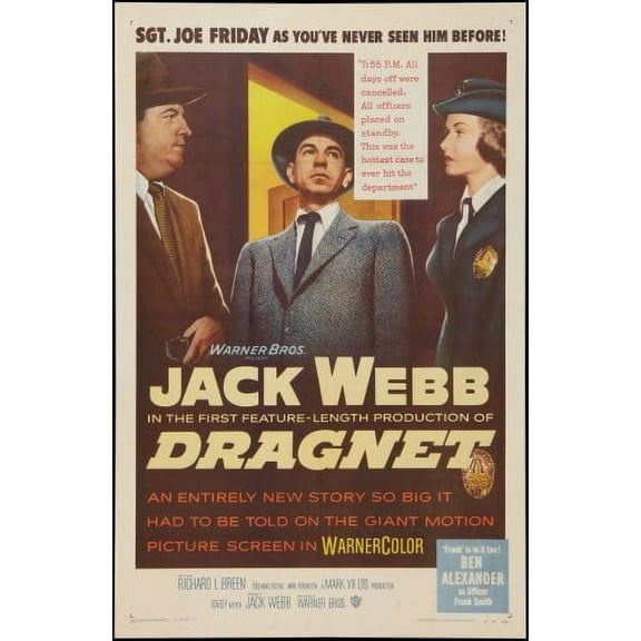 Dragnet Movie Poster 12x16 Art Print on Metal Sign 12in x 16in Multi-Color Square Adults Poster Time