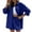 Blue, variant on Bjutir Short Sets For Women Outfit Cotton Set Casual Tracksuit Button Down Short Sleeve Tops Shirt Drawstring Shorts Pockets Two Piece Set Black L