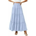 thumbnail image 5 of PRETTYGARDEN Women's Tiered Maxi Skirt Summer Spring Fashion High Waisted Long Flowy Casual Boho Beach Vacation Clothes, 5 of 10