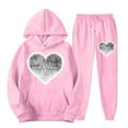 thumbnail image 2 of VBTAPA Sweatsuits for Women Set 2 Piece Jogging Outfit Fashion Heartbeat Print Hoodie Sweatshirt Jogger Sweatpants Tracksuit Y2K Streetwear Pink L, 2 of 4
