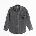 thumbnail image 4 of Women's Gameday Couture Black Purdue Boilermakers Oversized Style's the Limit Micro-Rhinestone Stripe Washed Denim, 4 of 6