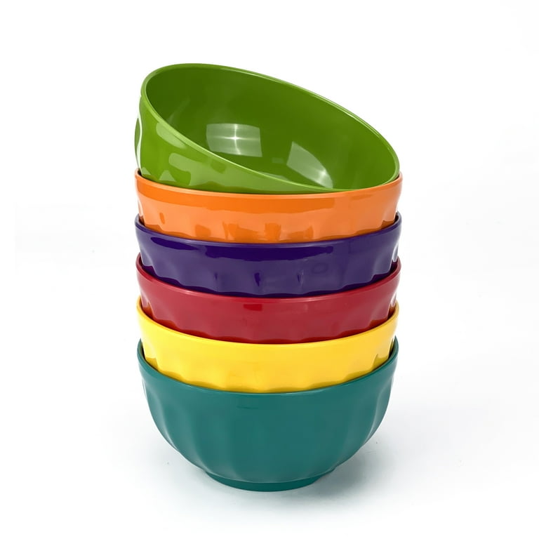 LOK-OSEMILE 6-Piece Melamine Bowl Set - 46 Oz (10 Inch) White Salad/Soup Bowls, BPA Free & Dishwasher Safe