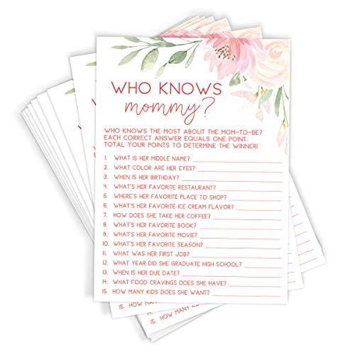 Baby Shower Game Who Knows Mommy Best 24 count