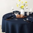 thumbnail image 2 of Round Linen Tablecloth 90'' DIA - 100% Pure European Flax Table Cloth - Navy, 2 of 6