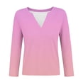 thumbnail image 3 of Going Out Tops for Women Casual Long Sleeve Fall Graphic Tshirts V Neck Lounge Wear Loose Pullover Pink, L, 3 of 6