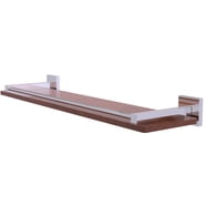 Allied Brass Soho Mensola Bagno In Ottone Massiccio E Legno IPE Ironwood, 16 Pollici, Finitura Naturale, Resistente A Umidità E Muffa