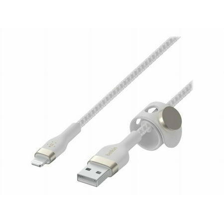 Belkin - BoostCharge Flex Silicone USB-C to Lightning Cable 6.6FT, MFi-Certified Charging Cable with Cable Clip - White