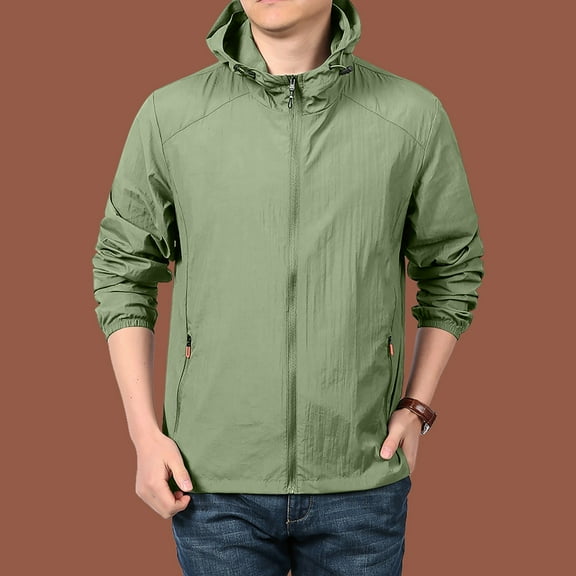 Nestiefly Men's Rain Jacket Lightweight Waterproof Raincoat with Hood Travel Hiking Golf Windbreaker Army Green 5XL