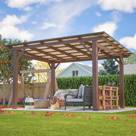 LZBEITEM 13'x10' Hardtop Grill Gazebo, Outdoor BBQ Gazebo Canopy Tent with Galvanized Steel Roof for Lawn, Garden, Deck