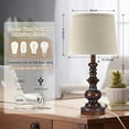 thumbnail image 5 of Vintage Bedside Table Lamps Set of 2 for Bedroom Nightstand Lamps with USB Charging Ports Rustic Farmhouse Small Table Lamp for Living Room End Tables Brown Wooden Finish, Pull Chain, 5 of 7