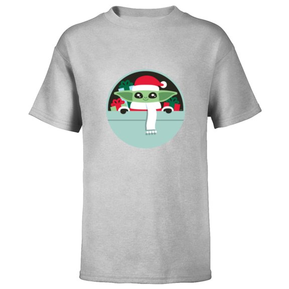 Star Wars The Mandalorian Grogu Loaded with Presents Holiday - Short Sleeve T-Shirt for Kids - Customized-Athletic Heather
