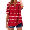 thumbnail image 2 of Gamivast Womens Tops Summer Stripe Shirt Casual Short Sleeve Button Blouses Trendy Elegant V Neck Short RedM Refunds on My Account from an Online Order, 2 of 5