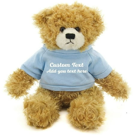 Made By Alien’s Realistic Stuffed Animals Soft Plush Toy- 12 Inch Personalized Gift for Birthday, Valentine’s day (Beige Teddy Bear Powder Blue Shirt)