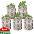 thumbnail image 1 of Deer Grow Bags 5-Pack, Ornate Pattern, Heavyduty Fabric Pots with Handles for Plants, 2 Sizes, Multicolor, by Ambesonne, 1 of 3